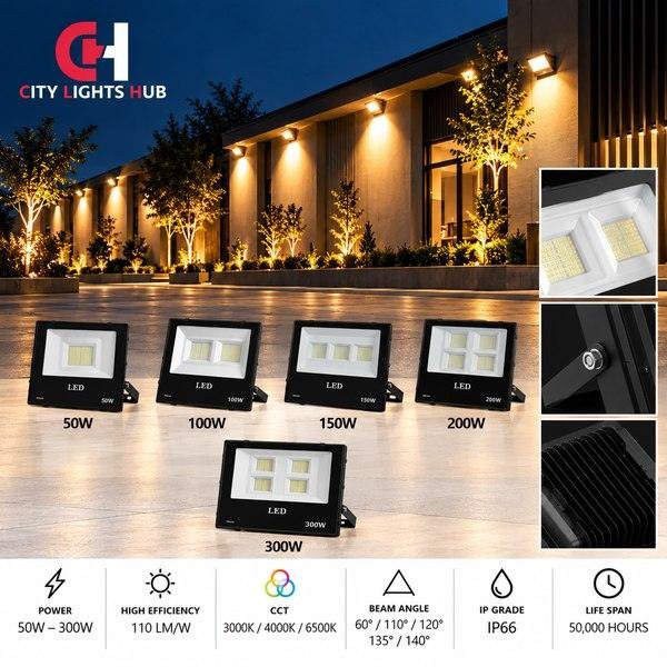 CLH_CELLES2_50W-300W_600x600_100KB كشاف ليد خارجي CLH CELLES2 بقدرات من 50 إلى 300 وات - الصورة 1